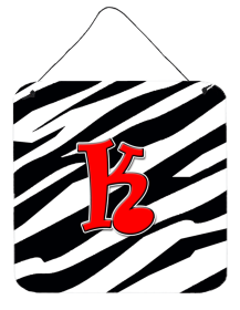 Initial Monogram - Zebra Red Wall or Door Hanging Prints (Color: K, size: 6 x 6)