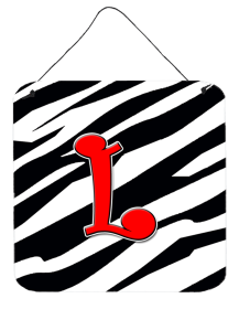 Initial Monogram - Zebra Red Wall or Door Hanging Prints (Color: L, size: 6 x 6)
