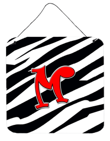 Initial Monogram - Zebra Red Wall or Door Hanging Prints (Color: M, size: 6 x 6)