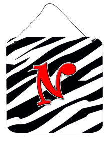 Initial Monogram - Zebra Red Wall or Door Hanging Prints (Color: N, size: 6 x 6)