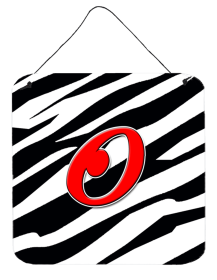 Initial Monogram - Zebra Red Wall or Door Hanging Prints (Color: O, size: 6 x 6)