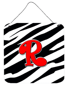 Initial Monogram - Zebra Red Wall or Door Hanging Prints (Color: R, size: 6 x 6)