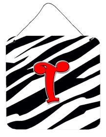 Initial Monogram - Zebra Red Wall or Door Hanging Prints (Color: T, size: 6 x 6)