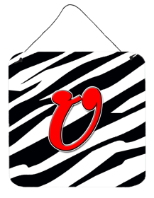 Initial Monogram - Zebra Red Wall or Door Hanging Prints (Color: U, size: 6 x 6)