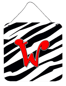 Initial Monogram - Zebra Red Wall or Door Hanging Prints (Color: W, size: 6 x 6)