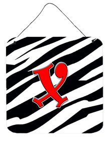 Initial Monogram - Zebra Red Wall or Door Hanging Prints (Color: X, size: 6 x 6)