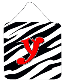 Initial Monogram - Zebra Red Wall or Door Hanging Prints (Color: Y, size: 6 x 6)