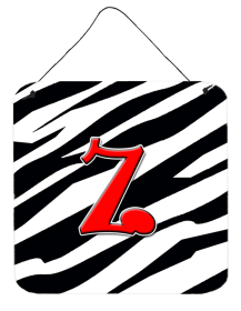 Initial Monogram - Zebra Red Wall or Door Hanging Prints (Color: Z, size: 6 x 6)