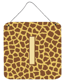 Initial Monogram - Giraffe Wall or Door Hanging Prints (Color: I, size: 6 x 6)