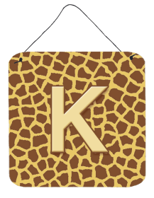 Initial Monogram - Giraffe Wall or Door Hanging Prints (Color: K, size: 6 x 6)