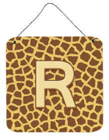Initial Monogram - Giraffe Wall or Door Hanging Prints (Color: R, size: 6 x 6)