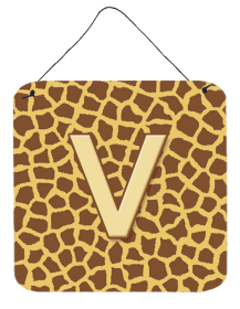 Initial Monogram - Giraffe Wall or Door Hanging Prints (Color: V, size: 6 x 6)