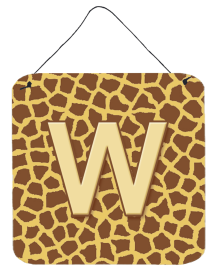 Initial Monogram - Giraffe Wall or Door Hanging Prints (Color: W, size: 6 x 6)