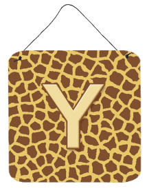 Initial Monogram - Giraffe Wall or Door Hanging Prints (Color: Y, size: 6 x 6)