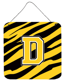 Initial Tiger Stripe - Black Gold  Wall or Door Hanging Prints (Color: D, size: 6 x 6)