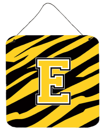 Initial Tiger Stripe - Black Gold  Wall or Door Hanging Prints (Color: E, size: 6 x 6)