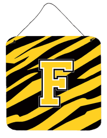 Initial Tiger Stripe - Black Gold  Wall or Door Hanging Prints (Color: F, size: 6 x 6)