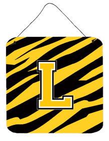 Initial Tiger Stripe - Black Gold  Wall or Door Hanging Prints (Color: L, size: 6 x 6)