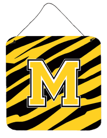 Initial Tiger Stripe - Black Gold  Wall or Door Hanging Prints (Color: M, size: 6 x 6)