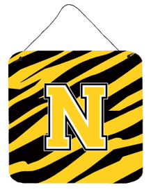 Initial Tiger Stripe - Black Gold  Wall or Door Hanging Prints (Color: N, size: 6 x 6)