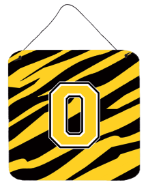 Initial Tiger Stripe - Black Gold  Wall or Door Hanging Prints (Color: O, size: 6 x 6)