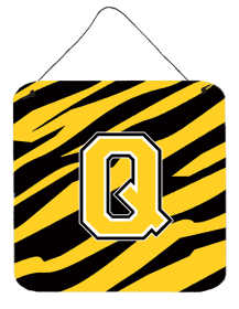 Initial Tiger Stripe - Black Gold  Wall or Door Hanging Prints (Color: Q, size: 6 x 6)