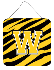 Initial Tiger Stripe - Black Gold  Wall or Door Hanging Prints (Color: W, size: 6 x 6)