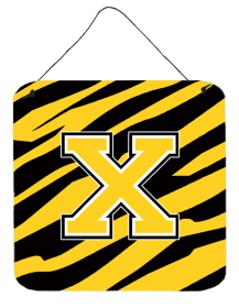 Initial Tiger Stripe - Black Gold  Wall or Door Hanging Prints (Color: X, size: 6 x 6)