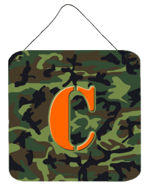 Monogram - Camo Green Wall or Door Hanging Prints (Color: C, size: 6 x 6)