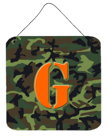 Monogram - Camo Green Wall or Door Hanging Prints (Color: G, size: 6 x 6)