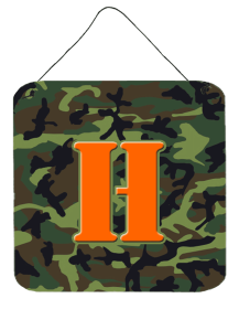 Monogram - Camo Green Wall or Door Hanging Prints (Color: H, size: 6 x 6)