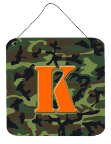 Monogram - Camo Green Wall or Door Hanging Prints (Color: K, size: 6 x 6)