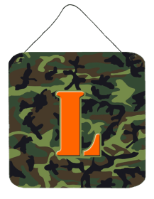Monogram - Camo Green Wall or Door Hanging Prints (Color: L, size: 6 x 6)