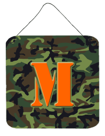 Monogram - Camo Green Wall or Door Hanging Prints (Color: M, size: 6 x 6)