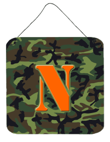 Monogram - Camo Green Wall or Door Hanging Prints (Color: N, size: 6 x 6)
