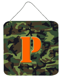 Monogram - Camo Green Wall or Door Hanging Prints (Color: P, size: 6 x 6)