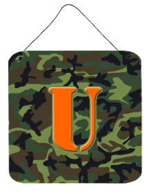 Monogram - Camo Green Wall or Door Hanging Prints (Color: U, size: 6 x 6)