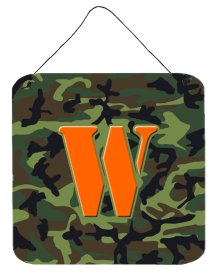 Monogram - Camo Green Wall or Door Hanging Prints (Color: W, size: 6 x 6)