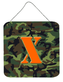 Monogram - Camo Green Wall or Door Hanging Prints (Color: X, size: 6 x 6)