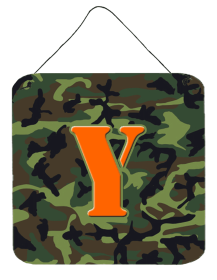 Monogram - Camo Green Wall or Door Hanging Prints (Color: Y, size: 6 x 6)