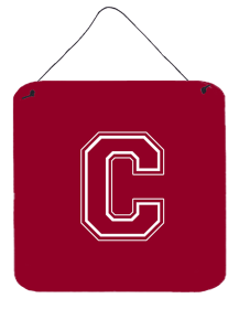 Initial Monogram - Maroon and White Wall or Door Hanging Prints (Color: C, size: 6 x 6)
