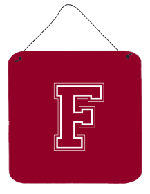 Initial Monogram - Maroon and White Wall or Door Hanging Prints (Color: F, size: 6 x 6)