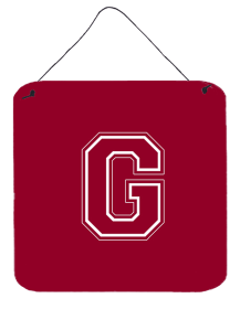 Initial Monogram - Maroon and White Wall or Door Hanging Prints (Color: G, size: 6 x 6)