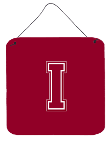 Initial Monogram - Maroon and White Wall or Door Hanging Prints (Color: I, size: 6 x 6)