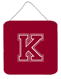 Initial Monogram - Maroon and White Wall or Door Hanging Prints (Color: K, size: 6 x 6)