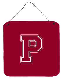 Initial Monogram - Maroon and White Wall or Door Hanging Prints (Color: P, size: 6 x 6)
