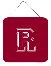 Initial Monogram - Maroon and White Wall or Door Hanging Prints (Color: R, size: 6 x 6)