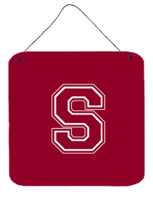 Initial Monogram - Maroon and White Wall or Door Hanging Prints (Color: S, size: 6 x 6)