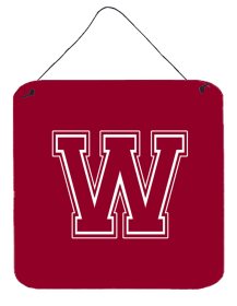 Initial Monogram - Maroon and White Wall or Door Hanging Prints (Color: W, size: 6 x 6)