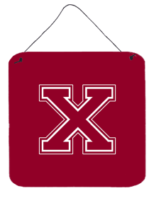 Initial Monogram - Maroon and White Wall or Door Hanging Prints (Color: X, size: 6 x 6)
